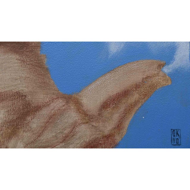 "Satyr" is a painting realized by Ukrainian artist Okno in 2023. Oil, sanguine and acrylic on canvas personally...