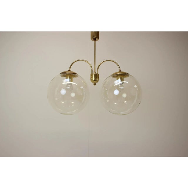 Made in czechoslovakia made of glass, brass. With aged patina 2x e27 or e26 bulb re-polished. Fully functional good...