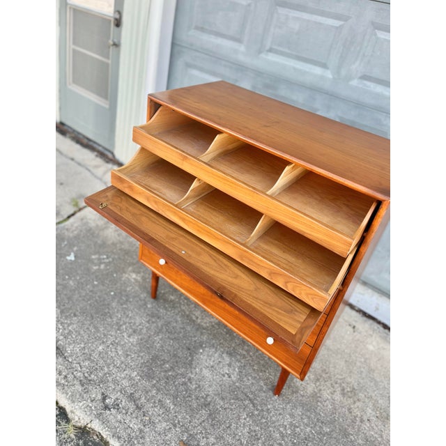 Mid 20th Century Mid-Century Petite Highboy Dresser | ‘Declaration’ Series by Kipp Stewart for Drexel For Sale - Image 5 of 12