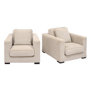 Vintage Roche Bobois Cream Cord Armchairs For Sale