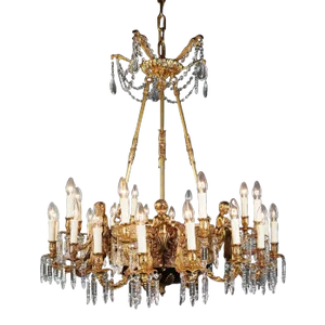 21st Century Putto Brass Empire Chandelier Lamp in Antique Gold