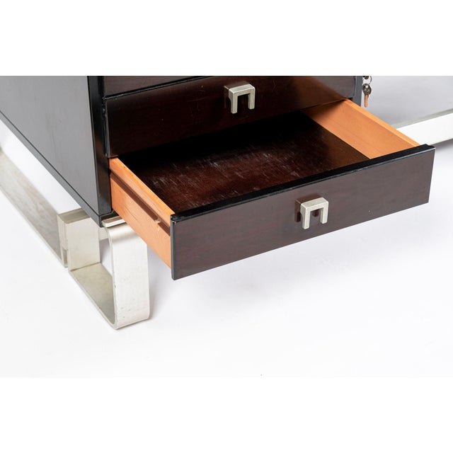 Postmodern Italian Rosewood and Metal Writing Desk by Abbondinterni, 1970s For Sale - Image 12 of 17