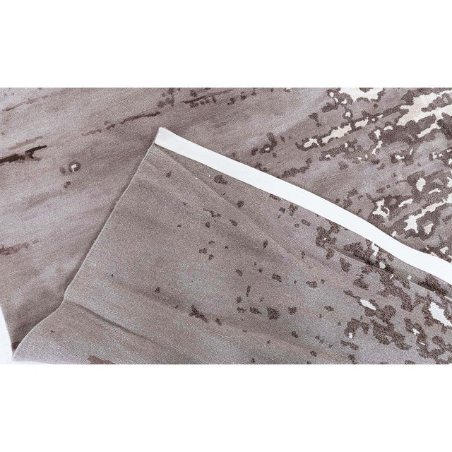 Early 21st Century Modern Abstract Taupe Silk Rug "Chocolate Reservoir" Designed By Brett Beldock For Sale - Image 5 of 8