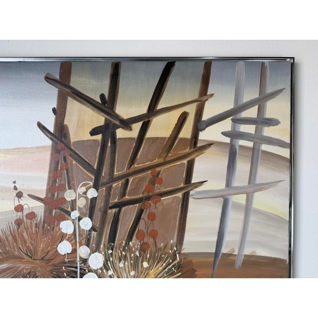 Brown Large - 1970s C. Frederick Impressionist Desert Landscape Oil on Canvas Painting, Framed For Sale - Image 8 of 12