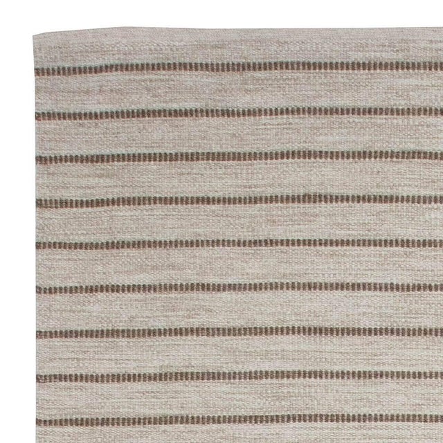 Beige Modern Striped Flat-Weave Wool Rug by Doris Leslie Blau For Sale - Image 8 of 8