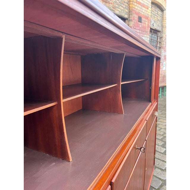 Danish Teak Highboard with Louvered Doors For Sale - Image 3 of 11