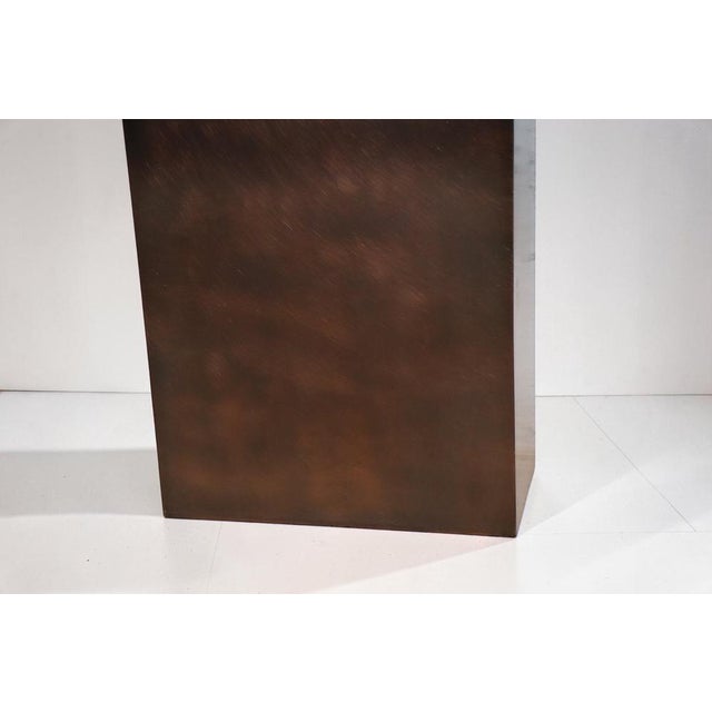 Minimalist Console in Travertine and Patinated Metal, 1970s For Sale - Image 16 of 18