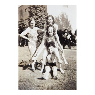 1930's Party Girls Pyramid in Swimsuits Snapshot Photograph For Sale
