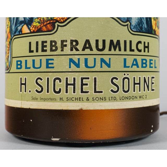 Vintage Chalkware Advertisement Blue Nun Bottle Table Lamp, 1960s For Sale - Image 6 of 10