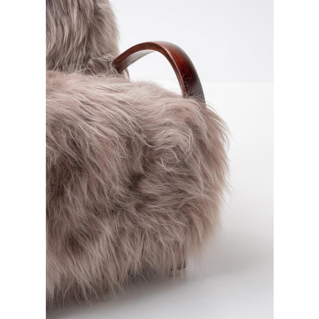 Gray Scandinavian Armchairs in Long Haired Sheepskin, 1950s, Set of 2 For Sale - Image 8 of 12