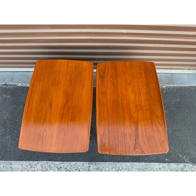 Mid-Century Modern Vintage Danish Modern Matching Pair of Teak Side Tables by Tove and Edvard Kindt-Larsen for France and Son For Sale - Image 3 of 6
