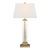 Visual Comfort Signature Wright Table Lamp in Gilded Iron and Glass with Linen Shade For Sale