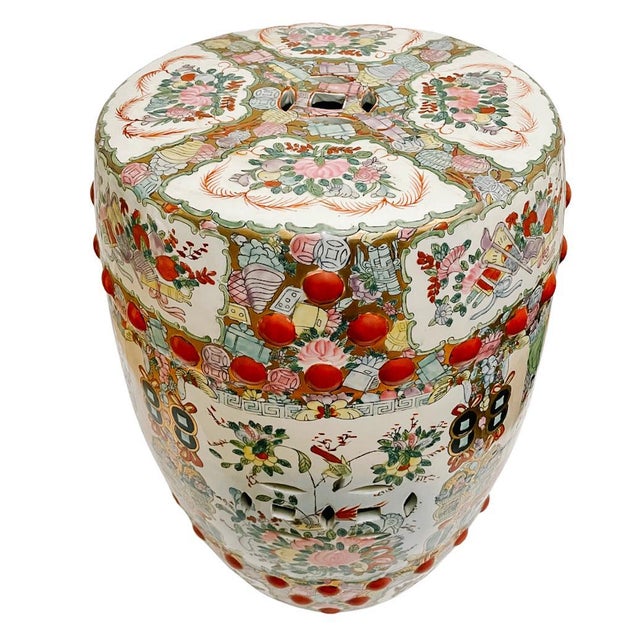 Vintage Chinese Rose Medallion Garden Stool For Sale - Image 4 of 8