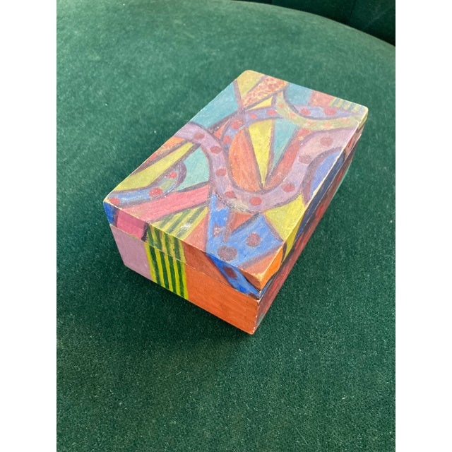 Abstract Hand Painted, Signed Box For Sale - Image 3 of 9