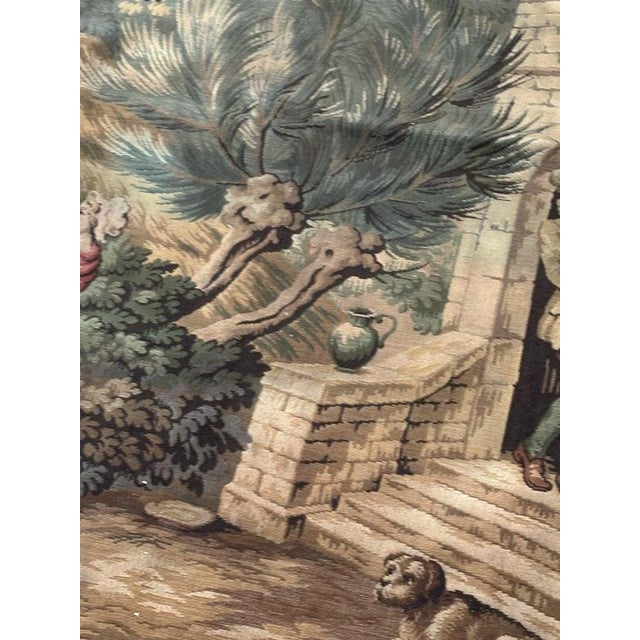 Antique French Aubusson Jacquard Tapestry Village, 1970s For Sale - Image 6 of 18