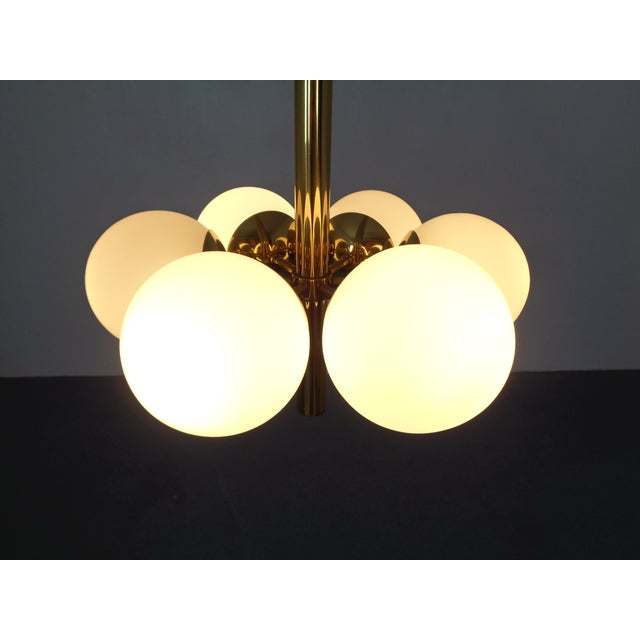 Sputnik Brass and Glass Ceiling Chandelier from Kaiser Idell / Kaiser Leuchten, Germany, 1960s For Sale - Image 6 of 18