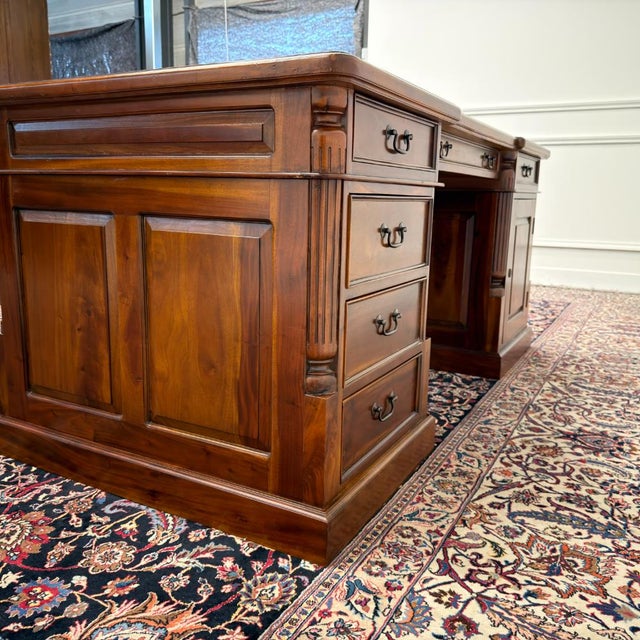 Metal Classic English Desk in Black Leather For Sale - Image 7 of 18