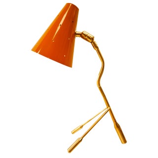 Brass Table Lamp with Adjustable Dome For Sale