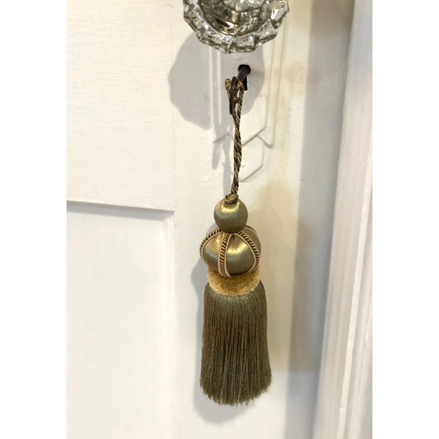 Olive Green Key Tassels With Velvet & Satin Details - A Pair For Sale In New York - Image 6 of 10