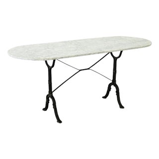 French Vintage Bistro Table with Oblong Marble Top For Sale