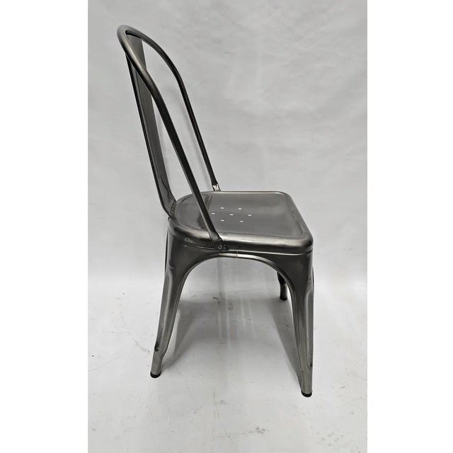 Tolix Set of Six Original Tolix Cafe Chairs For Sale - Image 4 of 9