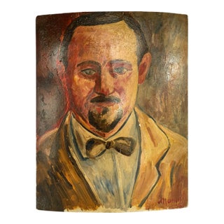 1930s Oil on Board Self Portrait Painting by Manuel Boccini For Sale