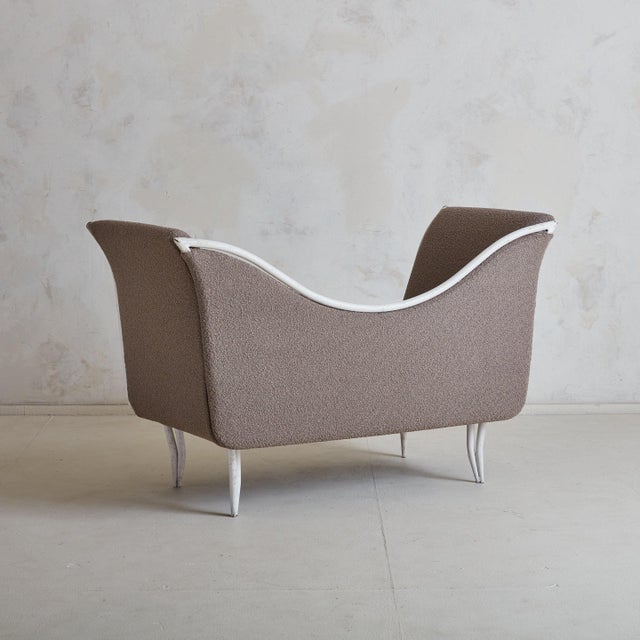 Italian 1950's Iron Daybed in Warm Brown Boucle For Sale - Image 4 of 10