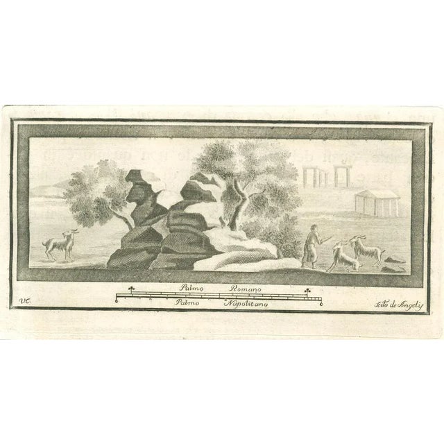 Pompeian Fresco Landscape from "Antiquities of Herculaneum" is an etching on paper realized by Secondo De Angelis in the...