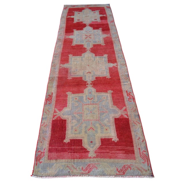 1970s 1970s Red Kurdish Herki Hand-Knotted Distressed Runner Hallway Decor For Sale - Image 5 of 13