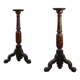 Antique French Turned Church Pedestals, 1700s, Set of 2 For Sale