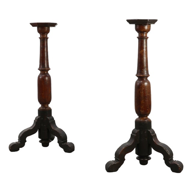 Antique French Turned Church Pedestals, 1700s, Set of 2 For Sale