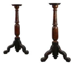 Antique French Turned Church Pedestals, 1700s, Set of 2
