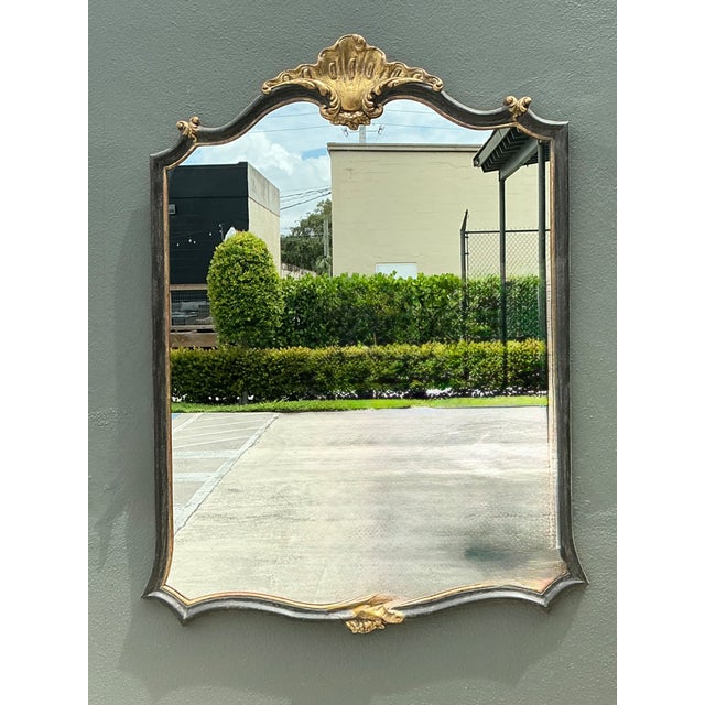 Mid-Century Modern Vintage Ornate Carved Wood Mirror For Sale - Image 3 of 12