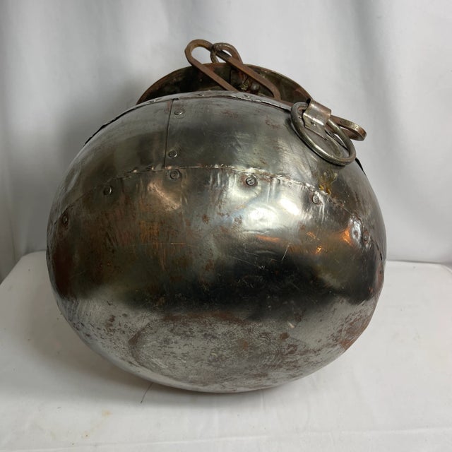 Antique Indian 19th Century Iron Lidded Water Vessel With Brass Accents For Sale - Image 10 of 11