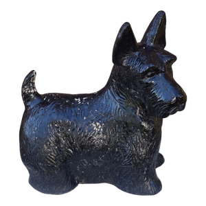 Cement Scottish Terrier Dog Statue Vintage Scotty Vintage Sculpture Black Heavy