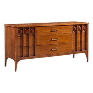 Kent Coffey Perspecta Mid Century Walnut and Rosewood 9-Drawer Dresser For Sale