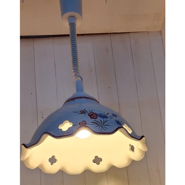 1980s Vintage Rustic Ceiling Lamp with Ceramic Shade, 1980s For Sale - Image 5 of 7