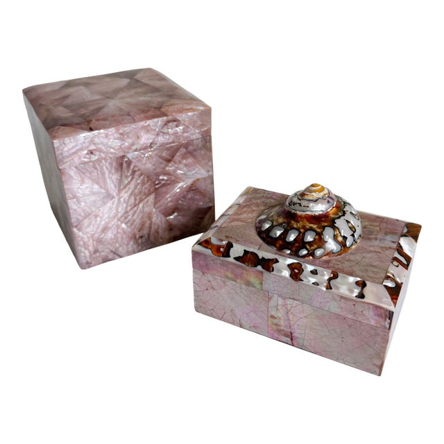 Vintage Gumps Penshell Boxes, Set of 2 For Sale