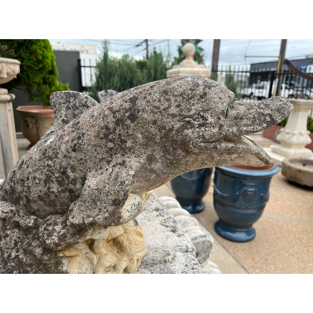 Pair of Weathered French Cement Dolphin Fountain Spouts, Circa 1970s For Sale - Image 14 of 16