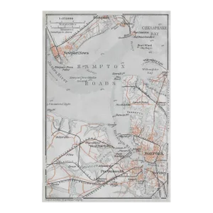 1909 Norfolk & Hampton Roads Virginia Antique Map