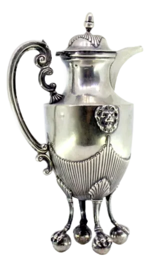 Silver Coffee Pot with Fluted Body, Lion Figure and Claw-Shaped Feet