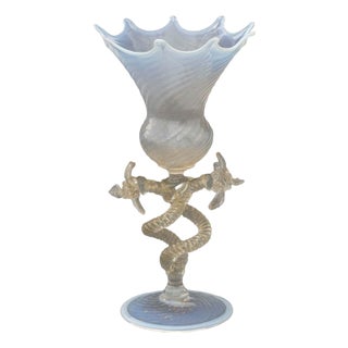 Salviati Attributed Opaline Glass Vase, Circa 1950 For Sale