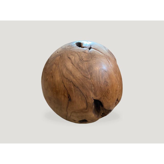 2010s Andrianna Shamaris Teak Wood Organic Sculptural Sphere For Sale - Image 5 of 5