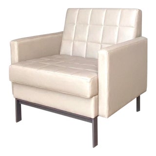 Contemporary Steelcase Quilted Leather Club Chair For Sale