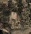 A beautifully atmospheric French landscape rendered in rich monochromatic tones, depicting a rustic cottage nestled along...