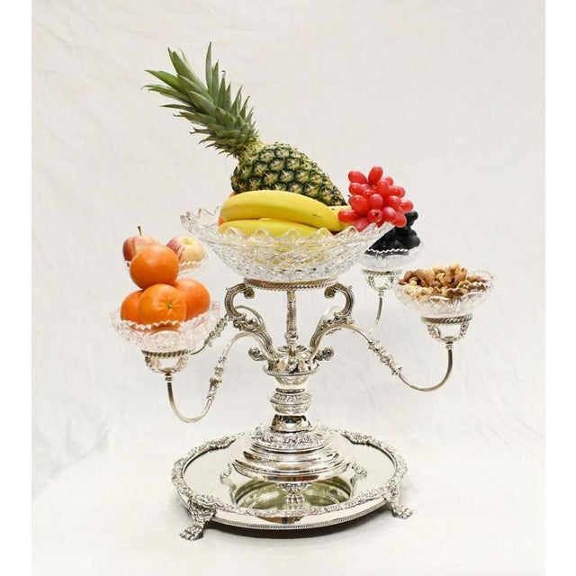 Glass Silver Plate Centrepiece Stand Table For Sale - Image 7 of 7