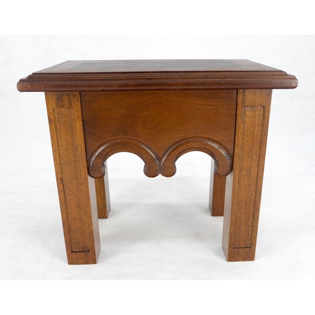 Heavy Solid Mahogany Custom Wood Milling Arts & Crafts 1970s Side End Table MINT For Sale - Image 11 of 16