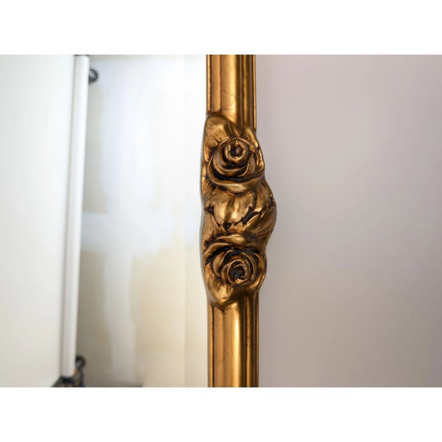 Vintage Octagonal Gilt Beveled Glass Decorator Mirror With Flowers For Sale - Image 4 of 8