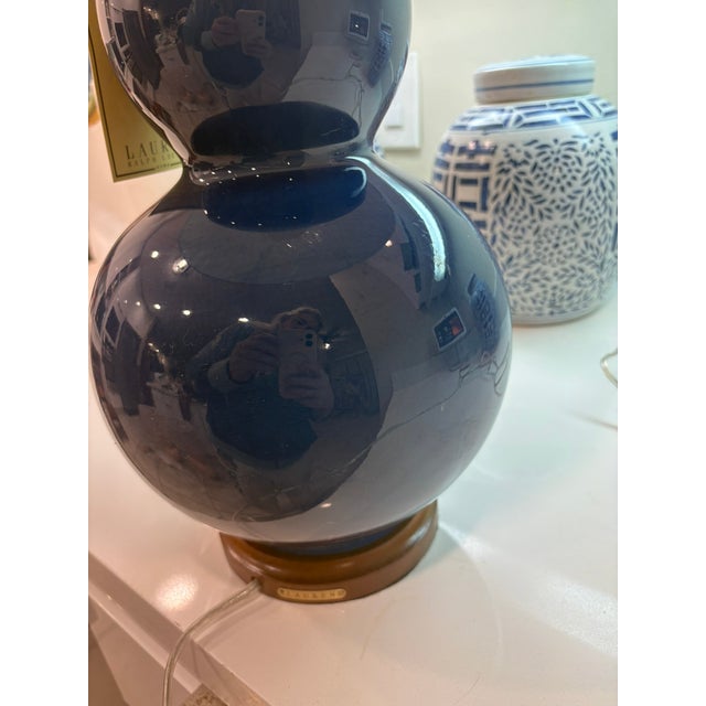 Blue Late 20th Century Ralph Lauren Cobalt Blue Porcelain Double Gourd Table Lamp For Sale - Image 8 of 9
