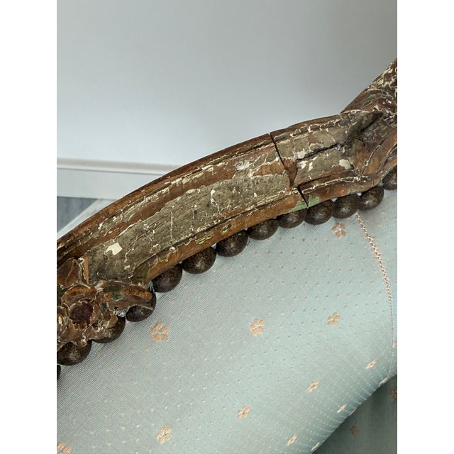 Sky Blue Antique,French Provincial ,Louis XV ,Berger,Delicate Carved Wood Frame ,With Gilded Accent For Sale - Image 8 of 8